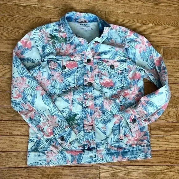 [S]Billy. T Tropical Floral  Embroidered Denim Jacket - Picture 12 of 16